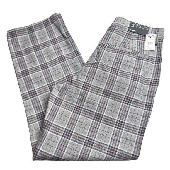 RSQ | Men | Charcoal Plaid Loose Fit Straight Leg Chino Pants | Size 29x30 - Picture 12 of 13